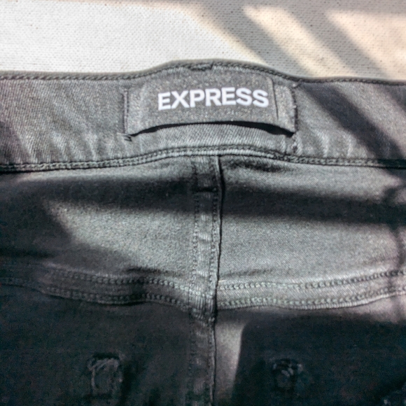 Express Women's Black Denim Jeans Sz 16L Stretch High Rise Leggings Embellished - Picture 3 of 10